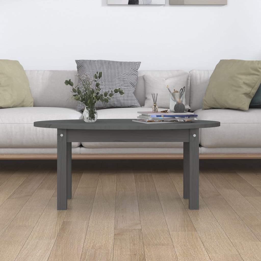 Table basse Gris 80x40x35 cm Bois massif de pin - XIOS