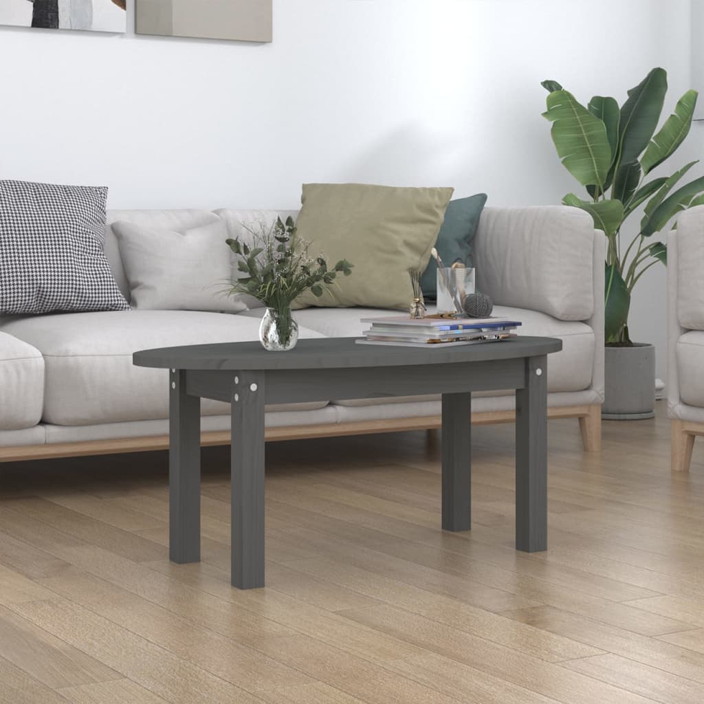 Table basse Gris 80x40x35 cm Bois massif de pin - XIOS
