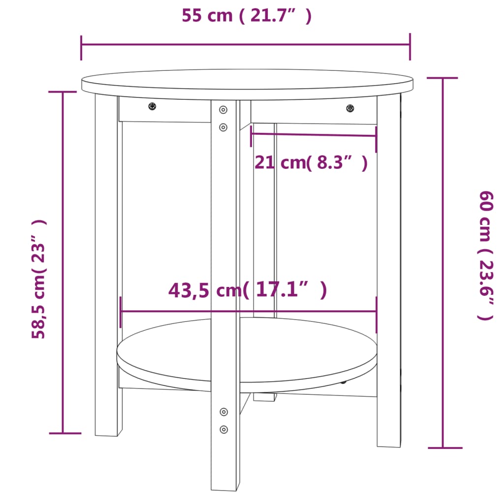 Table basse Gris Ø 55x60 cm Bois massif de pin - XIOS
