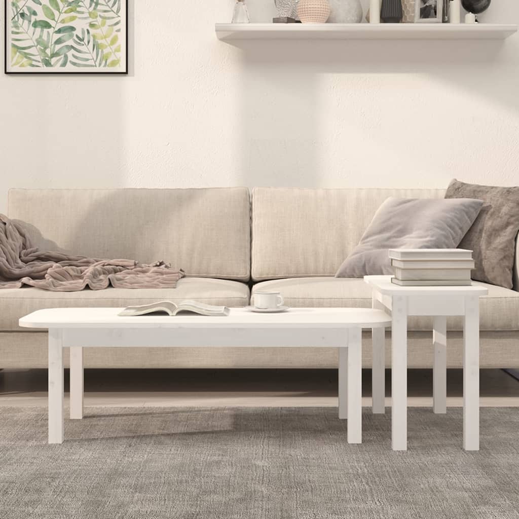 Ensemble de tables basses 2 pcs Blanc Bois massif de pin - XIOS