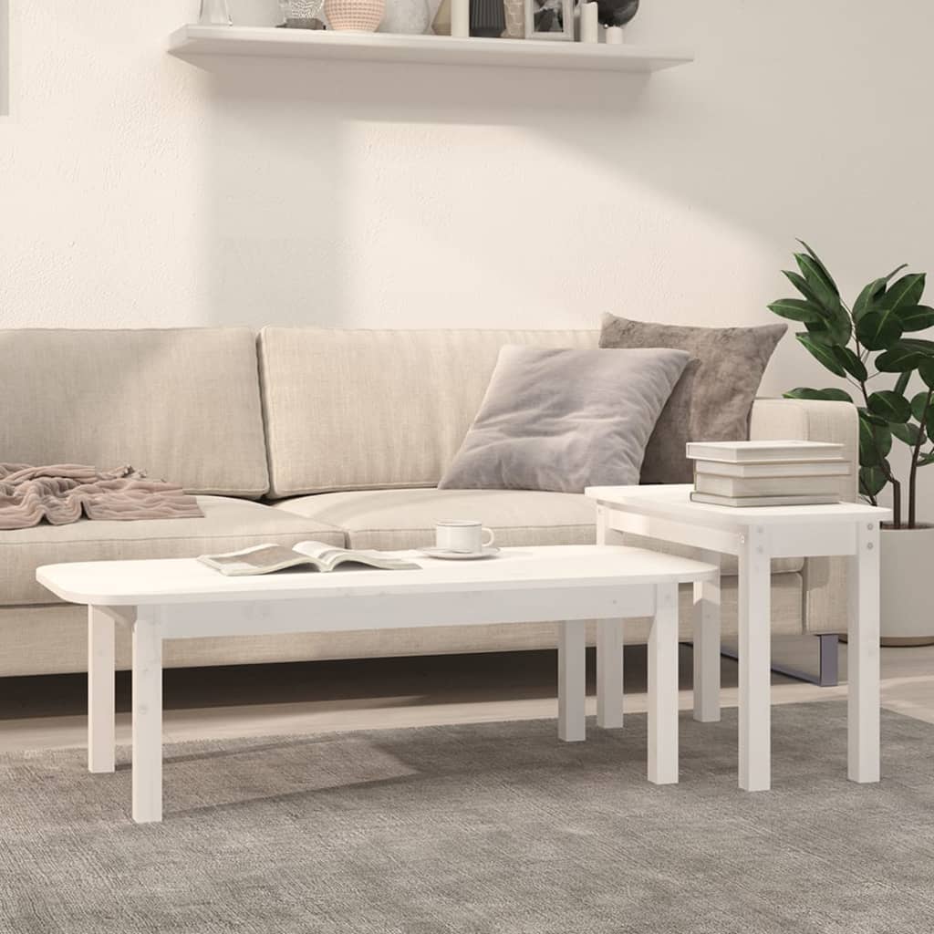 Ensemble de tables basses 2 pcs Blanc Bois massif de pin - XIOS