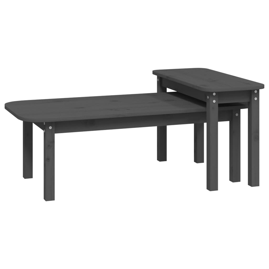 Ensemble de tables basses 2 pcs Gris Bois massif de pin - XIOS