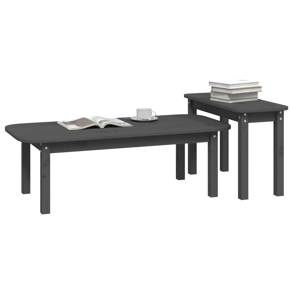 Ensemble de tables basses 2 pcs Gris Bois massif de pin - XIOS