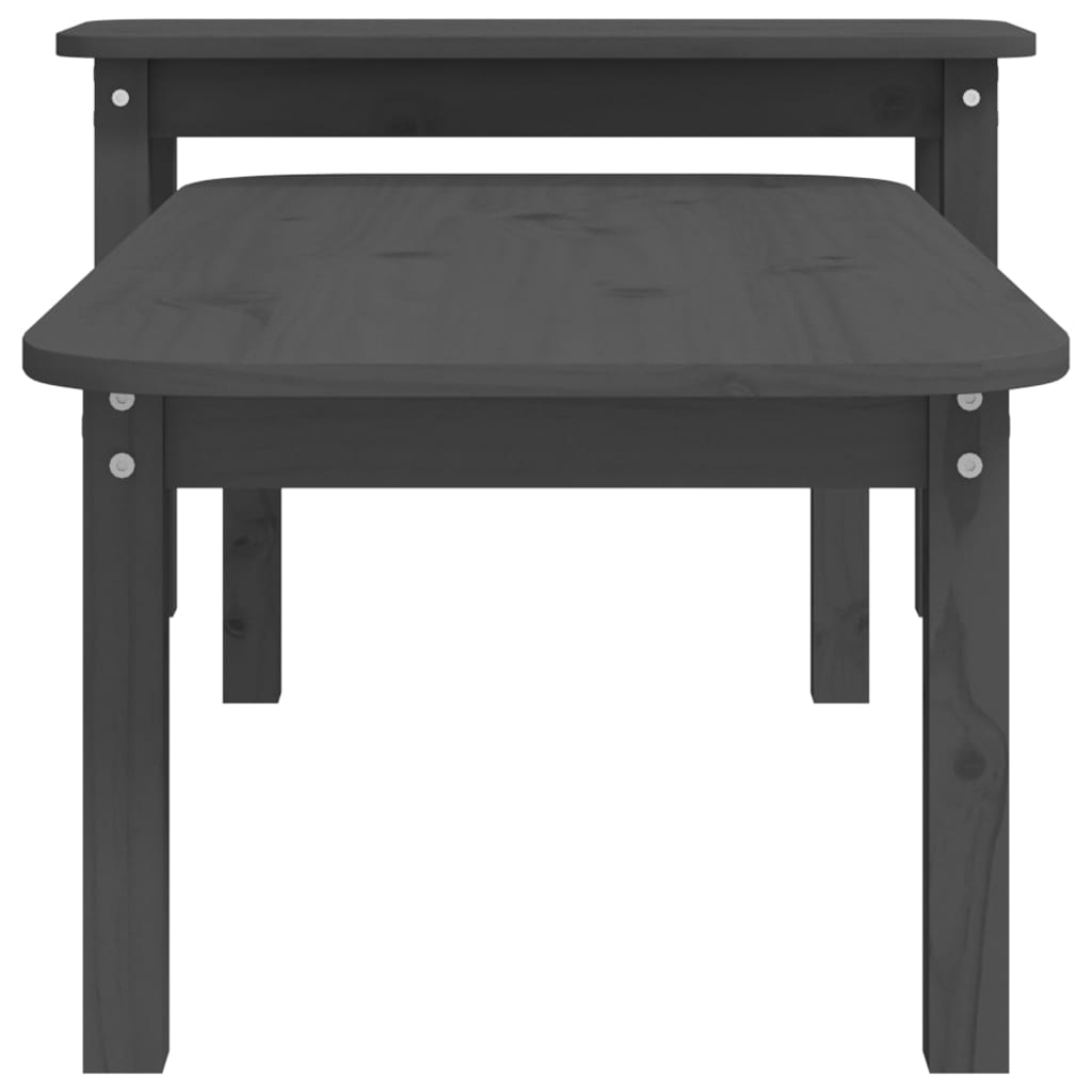 Ensemble de tables basses 2 pcs Gris Bois massif de pin - XIOS