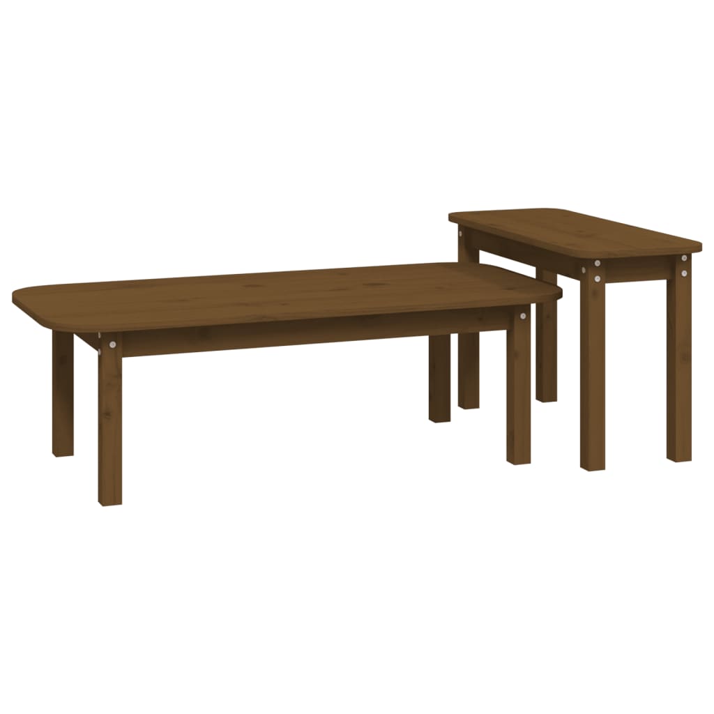 Ensemble de tables basses 2 pcs Marron miel Bois massif de pin - XIOS