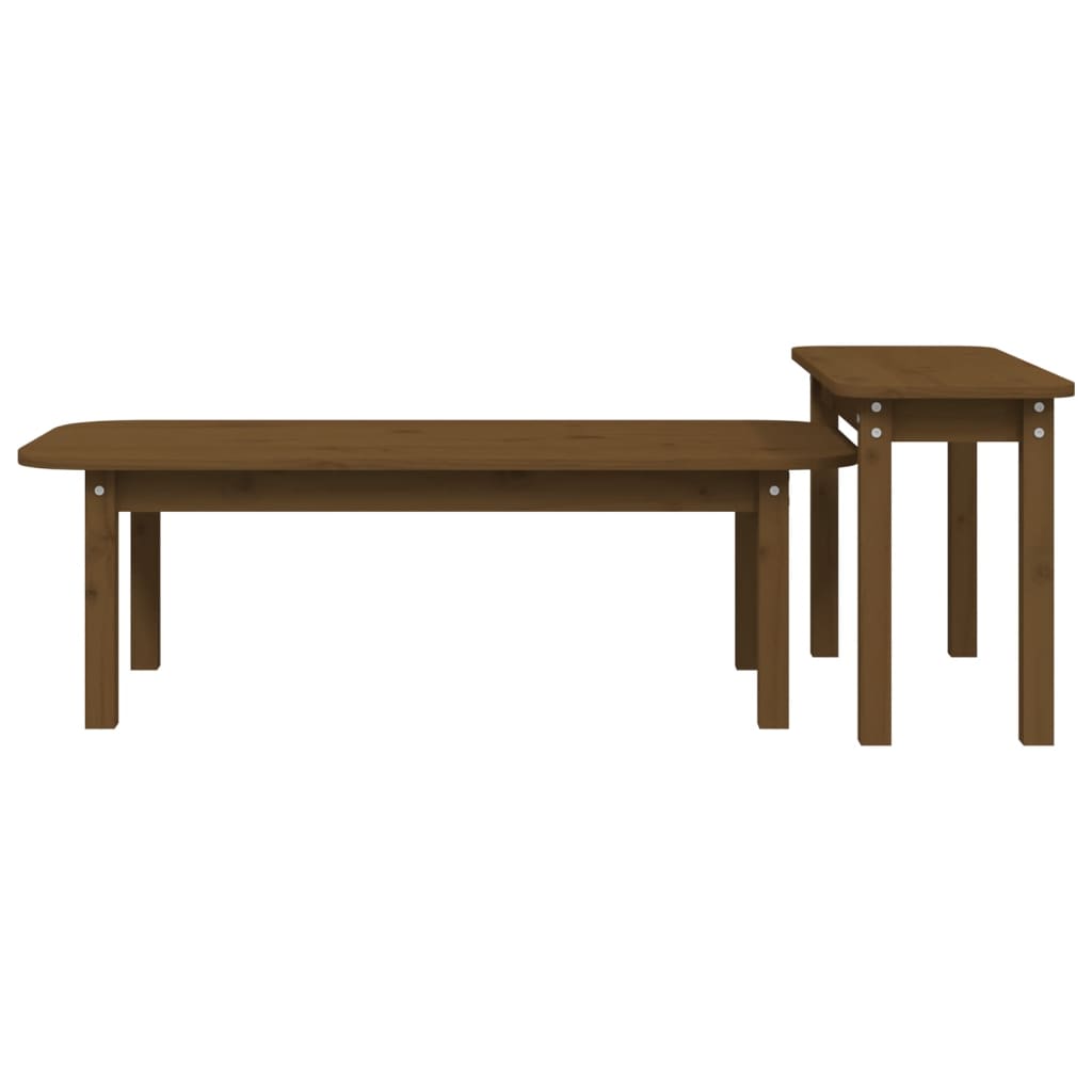 Ensemble de tables basses 2 pcs Marron miel Bois massif de pin - XIOS