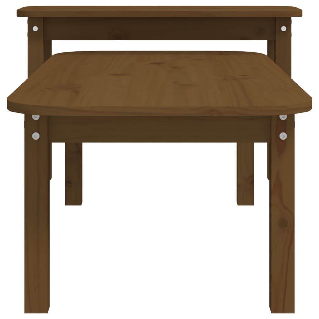 Ensemble de tables basses 2 pcs Marron miel Bois massif de pin - XIOS