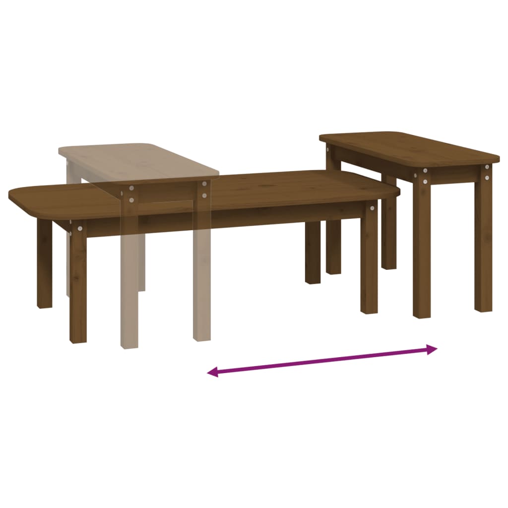 Ensemble de tables basses 2 pcs Marron miel Bois massif de pin - XIOS