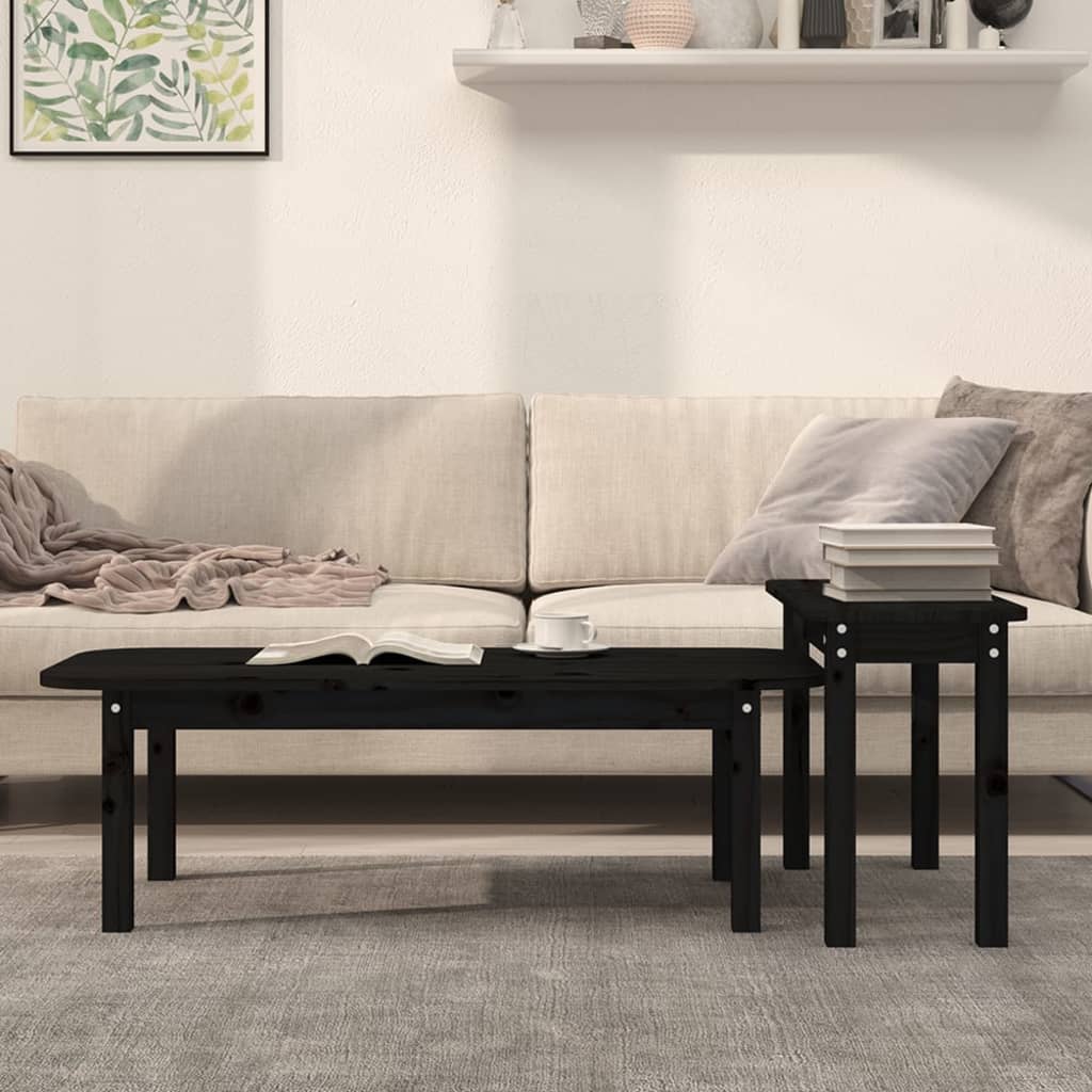 Ensemble de tables basses 2 pcs Noir Bois massif de pin - XIOS