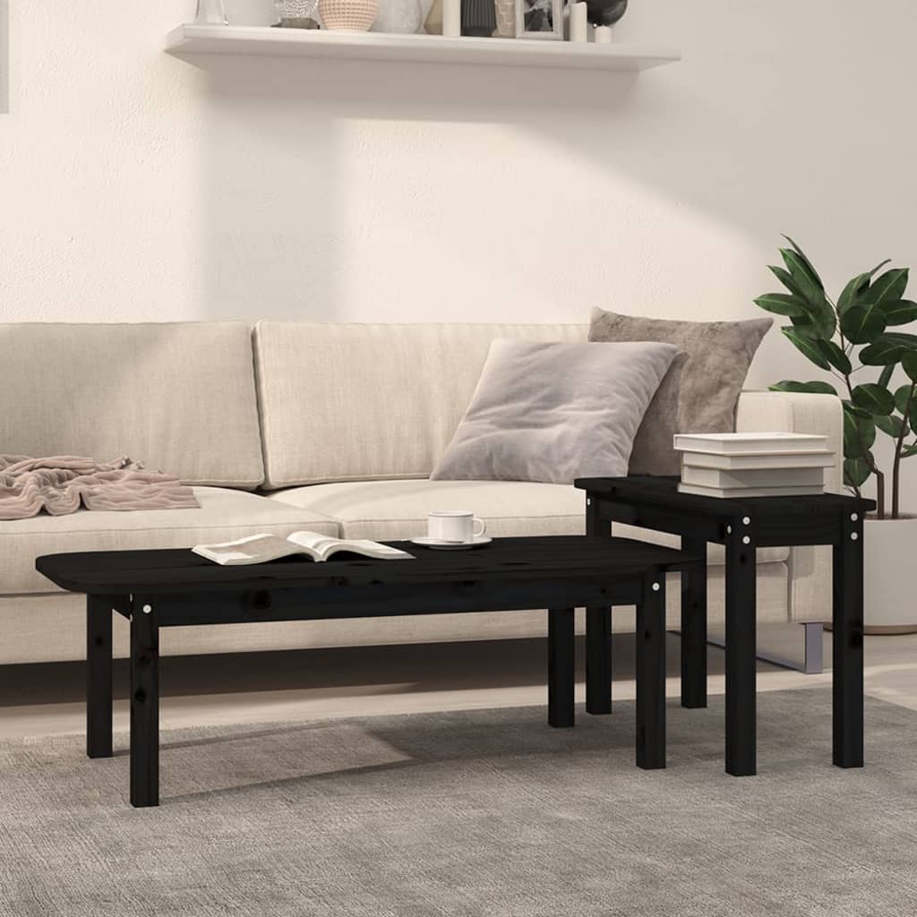 Ensemble de tables basses 2 pcs Noir Bois massif de pin - XIOS