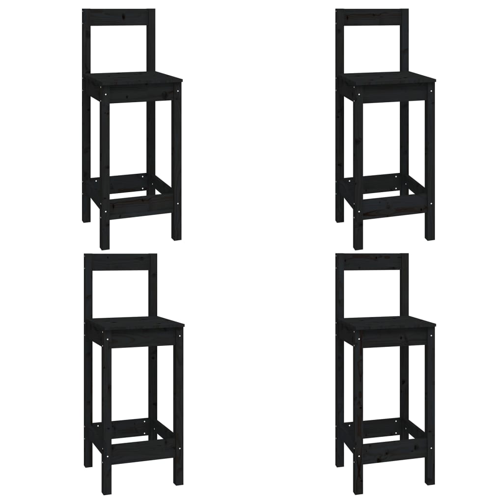 Ensemble de bar 5 pcs Noir Bois de pin massif - XIOS