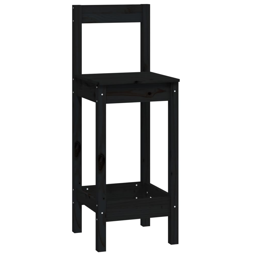 Ensemble de bar 5 pcs Noir Bois de pin massif - XIOS