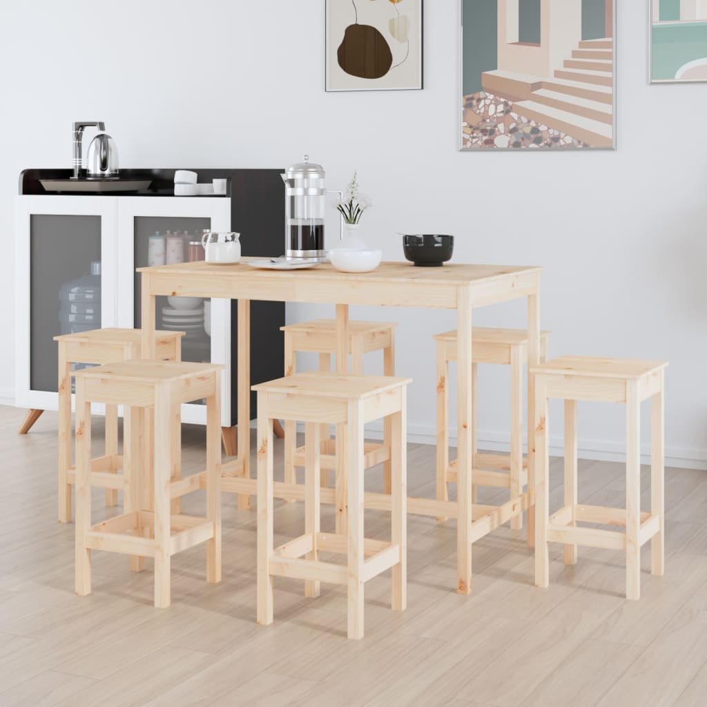 Ensemble de bar 7 pcs Bois de pin massif - XIOS