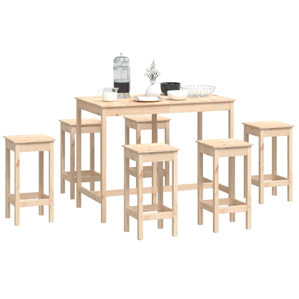 Ensemble de bar 7 pcs Bois de pin massif - XIOS