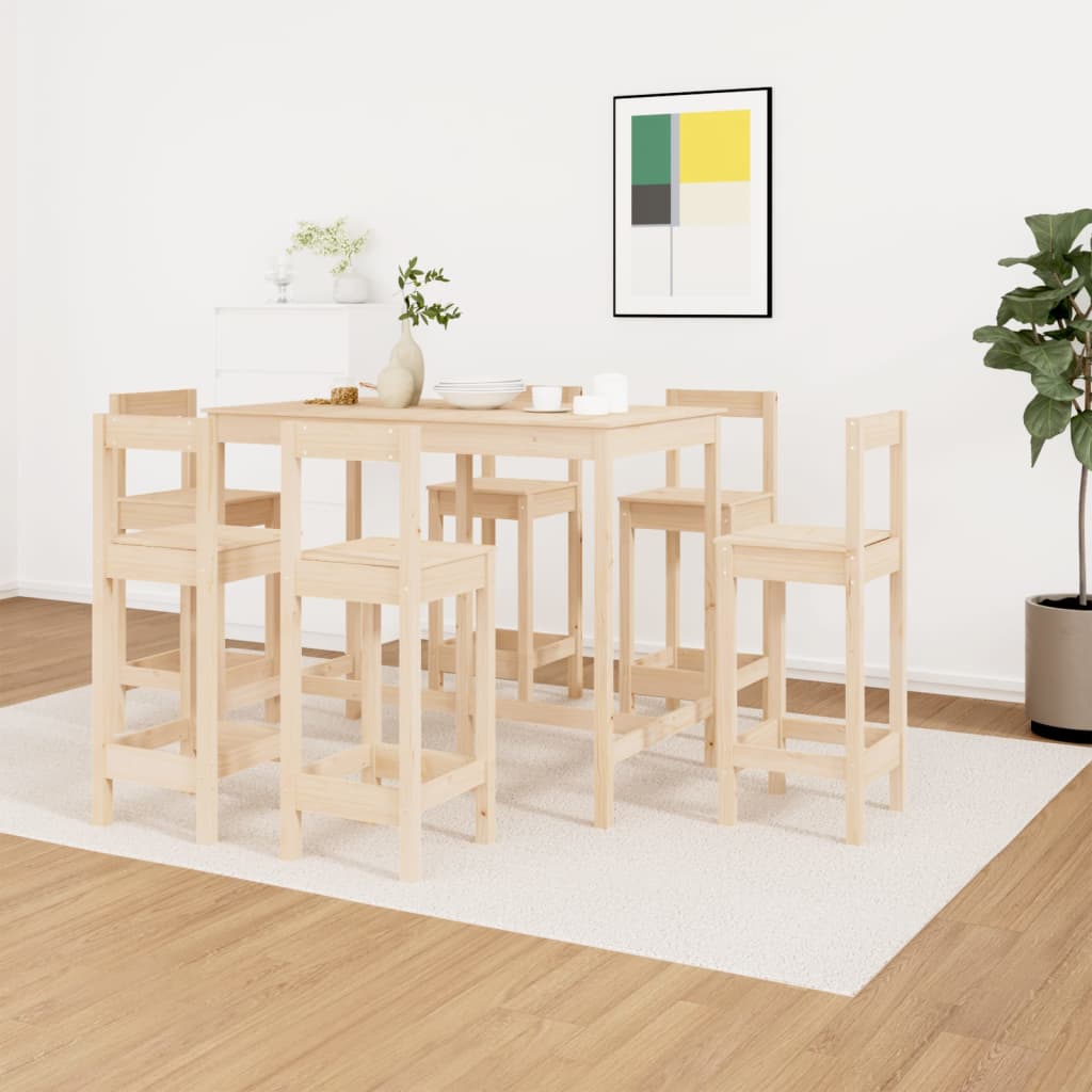Ensemble de bar 7 pcs Bois de pin massif - XIOS