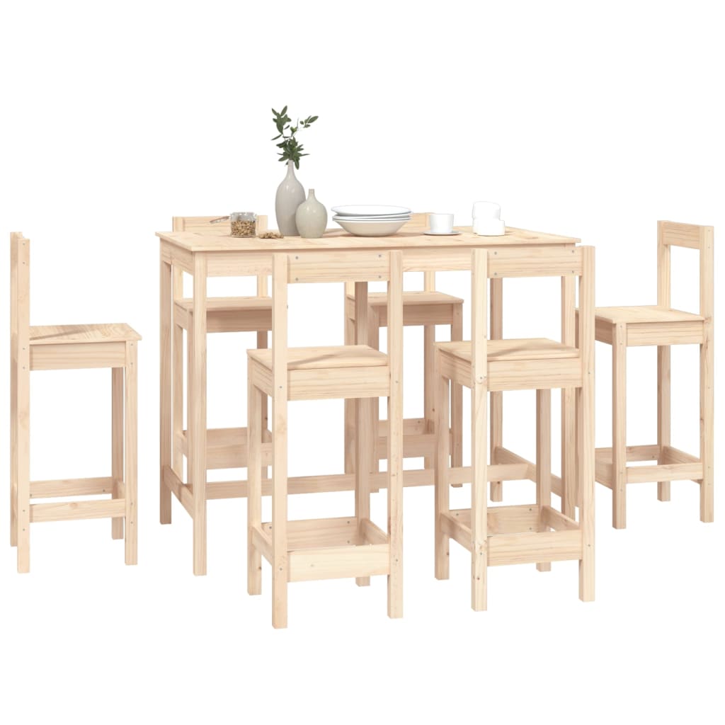 Ensemble de bar 7 pcs Bois de pin massif - XIOS