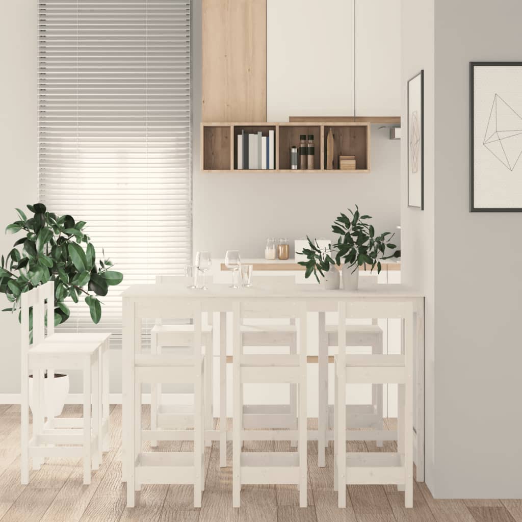 Ensemble de bar 9 pcs Blanc Bois de pin massif - XIOS