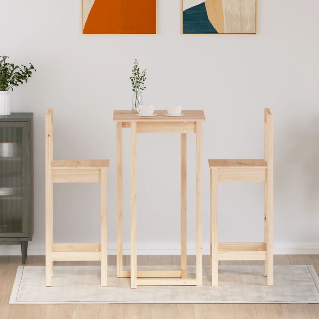 Ensemble de bar 3 pcs Bois de pin massif - XIOS