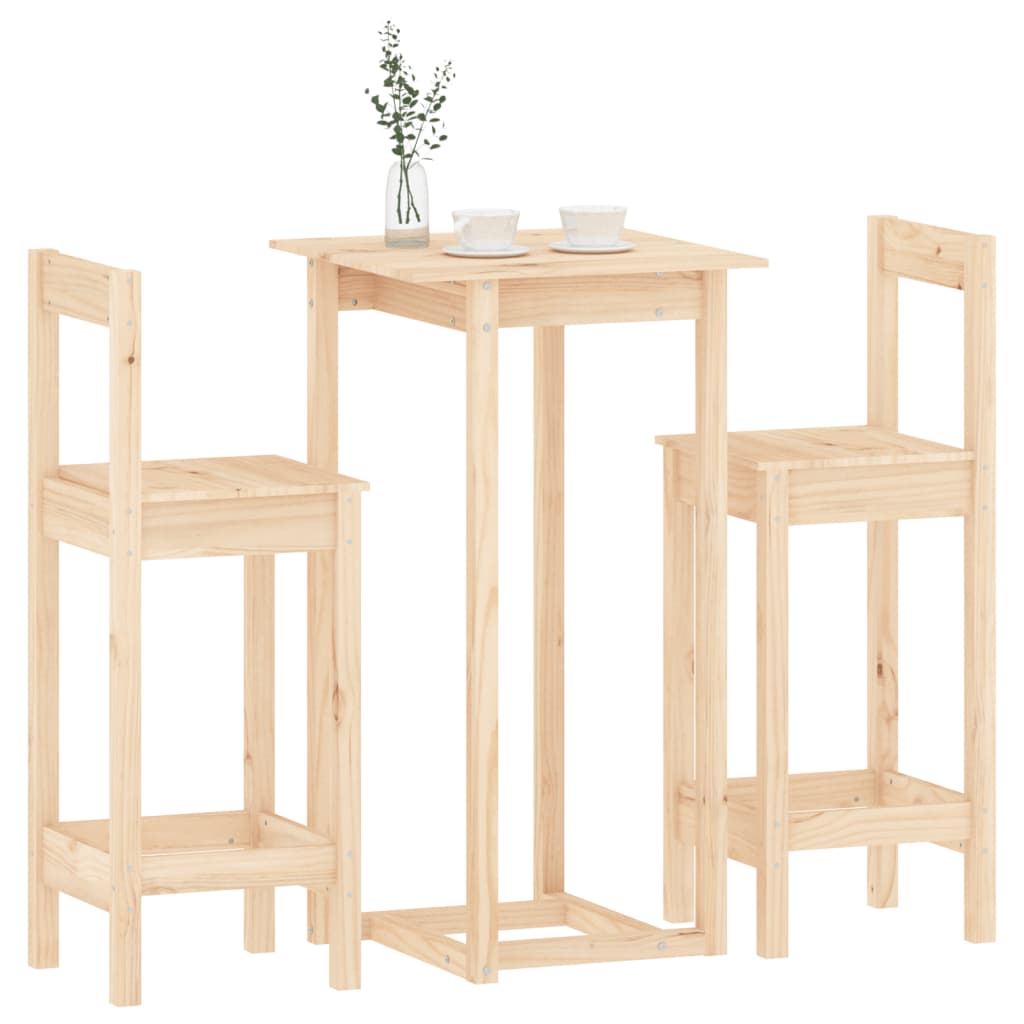 Ensemble de bar 3 pcs Bois de pin massif - XIOS