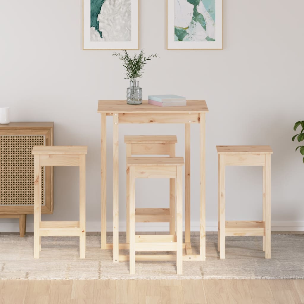 Ensemble de bar 5 pcs Bois de pin massif - XIOS