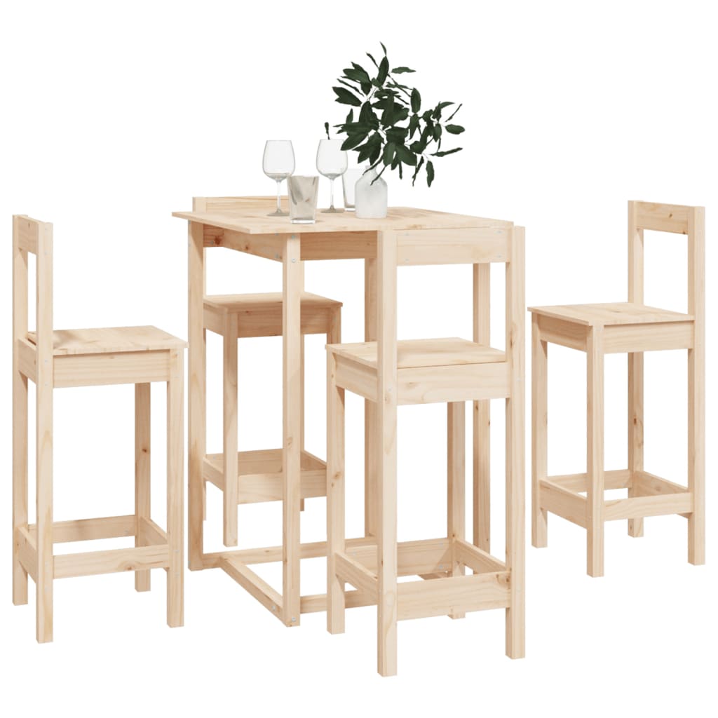 Ensemble de bar 5 pcs Bois de pin massif - XIOS