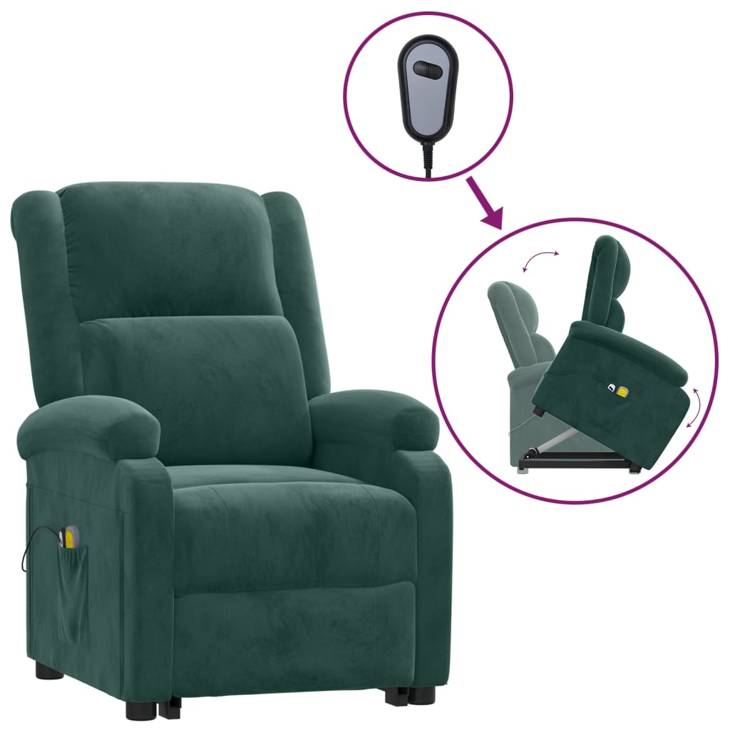 Fauteuil de massage Vert foncé Velours