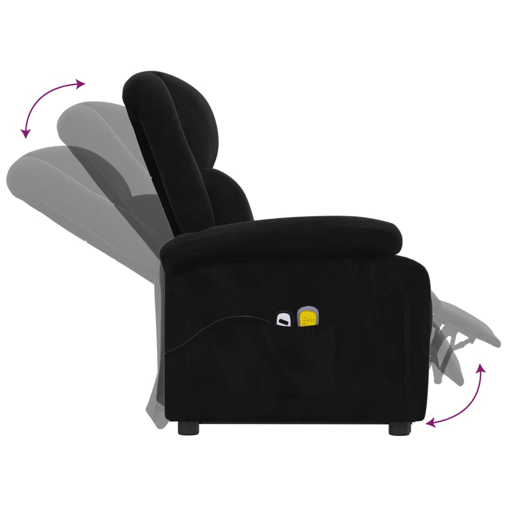 Fauteuil de massage Noir Velours Fauteuils électriques vidaXL