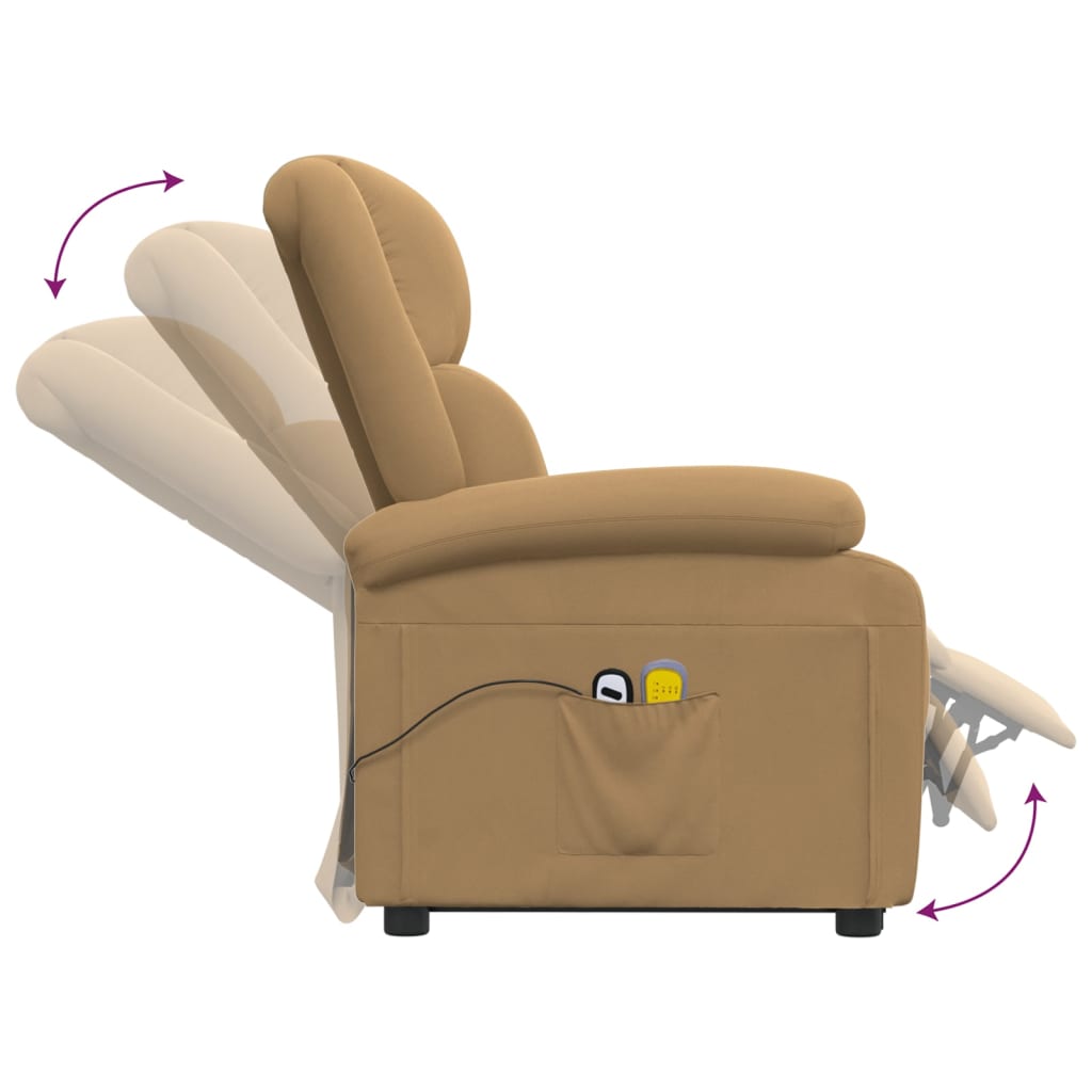 Fauteuil de massage Marron Velours Fauteuils électriques vidaXL