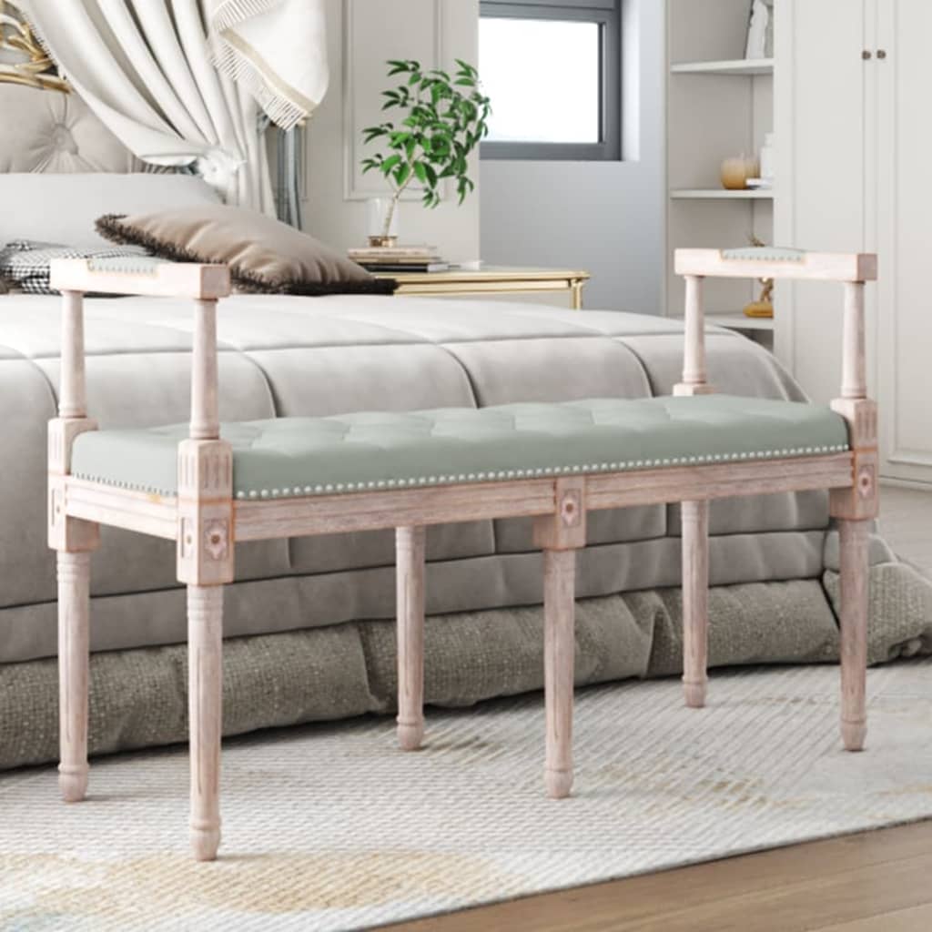 Banc Gris clair 110x40x70 cm Velours - XIOS
