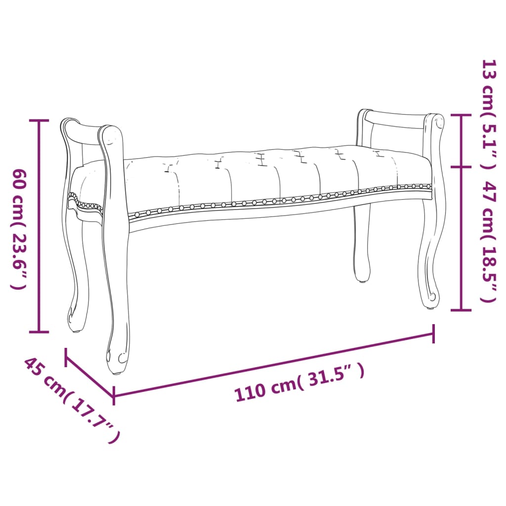 Banc Gris foncé 110x45x60 cm Tissu - XIOS
