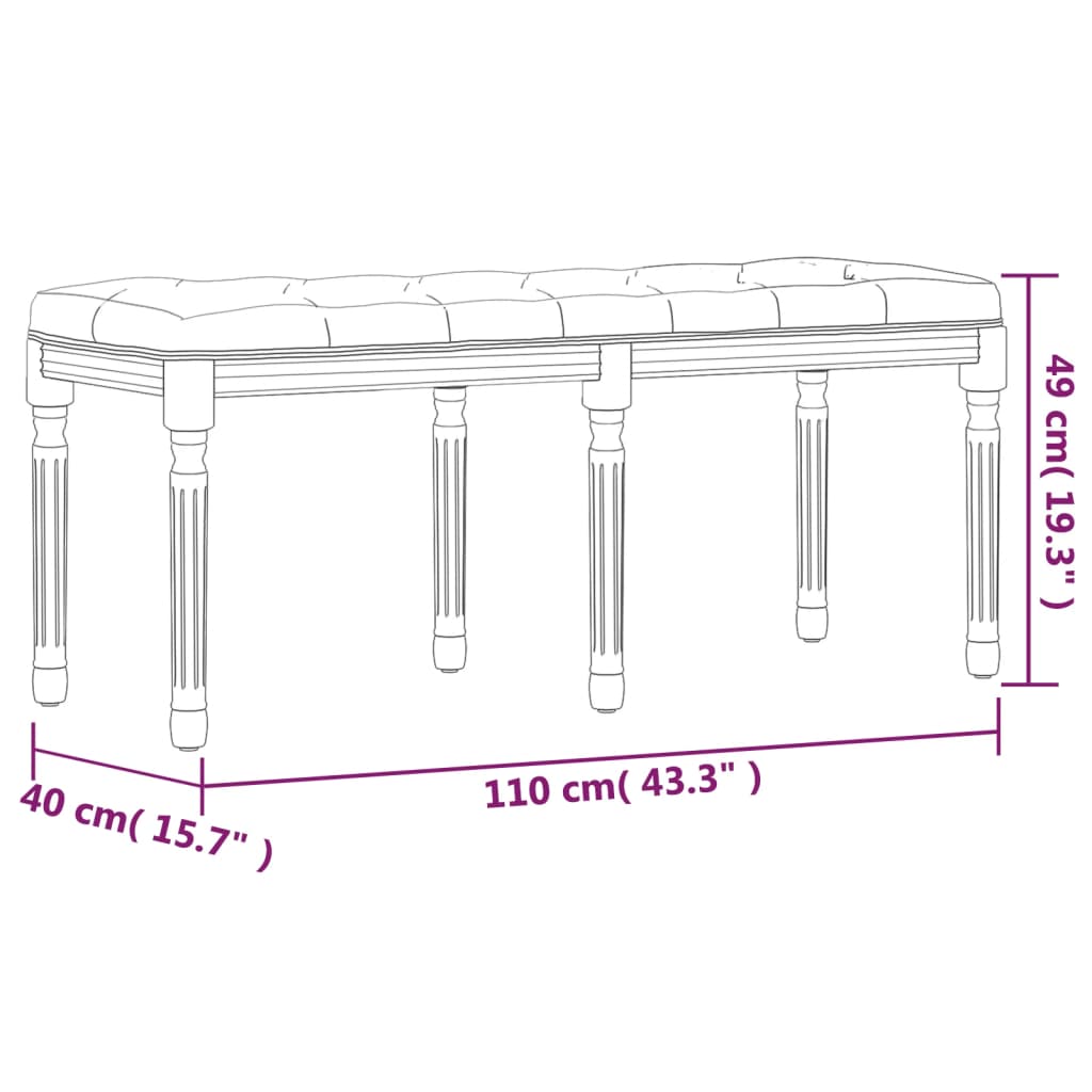 Banc Gris foncé 110x40x49 cm Velours - XIOS