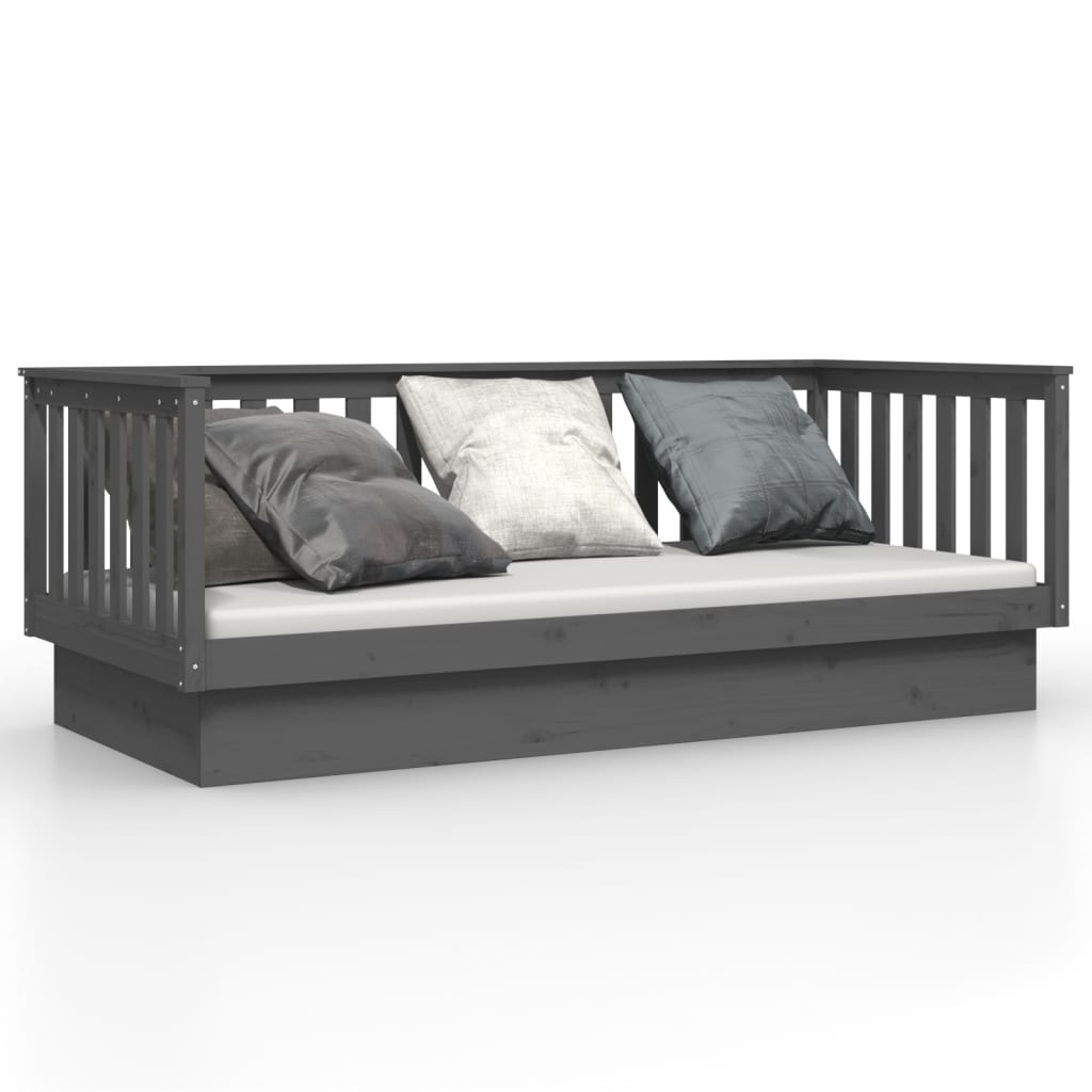 Lit de jour sans matelas gris 80x200 cm bois de pin massif - XIOS