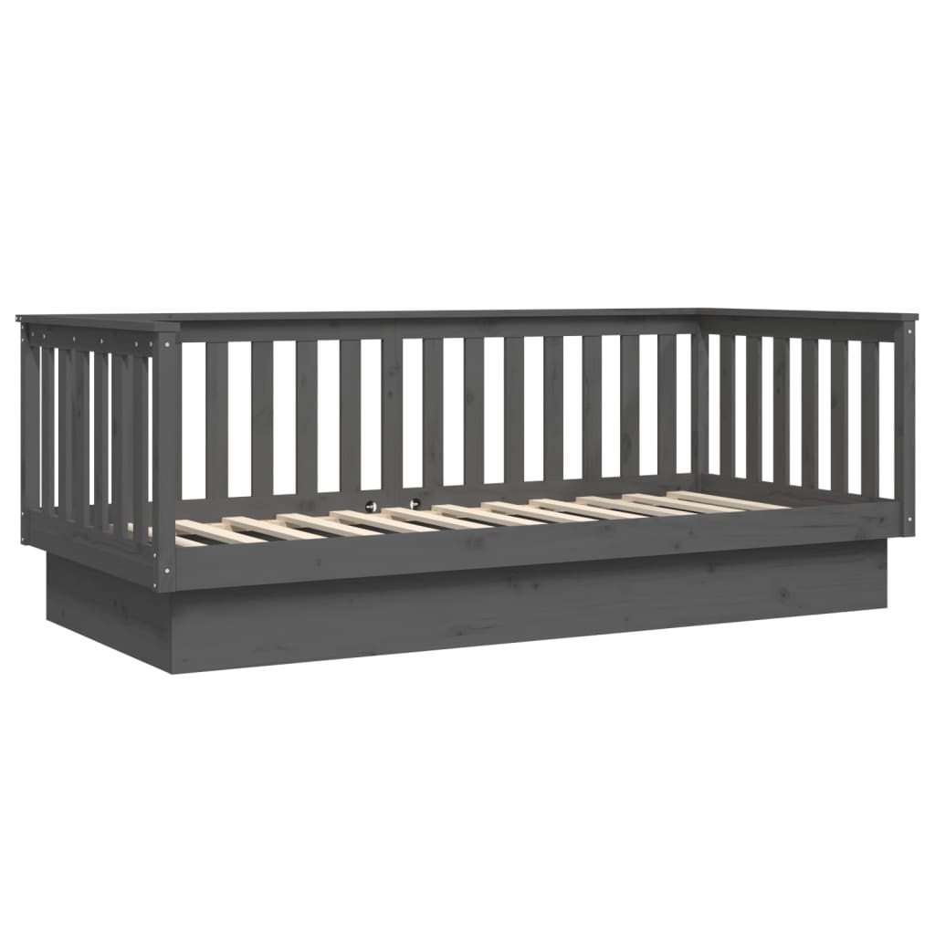 Lit de jour sans matelas gris 80x200 cm bois de pin massif - XIOS