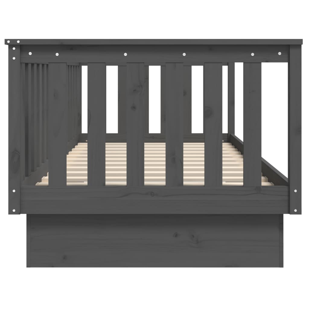Lit de jour sans matelas gris 80x200 cm bois de pin massif - XIOS