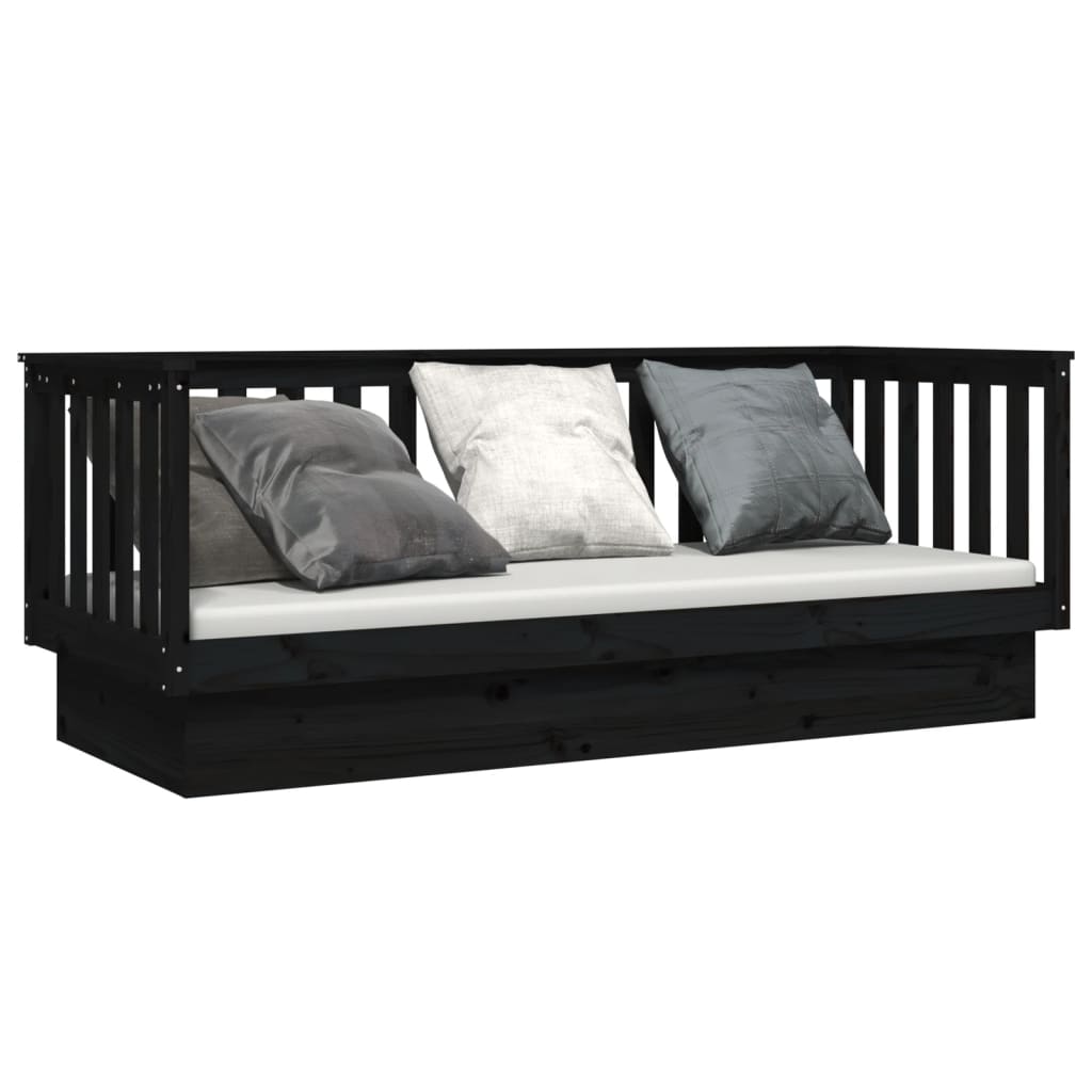 Lit de jour sans matelas noir 75x190 cm bois de pin massif - XIOS