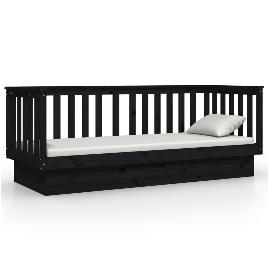 Lit de jour sans matelas noir 75x190 cm bois de pin massif - XIOS
