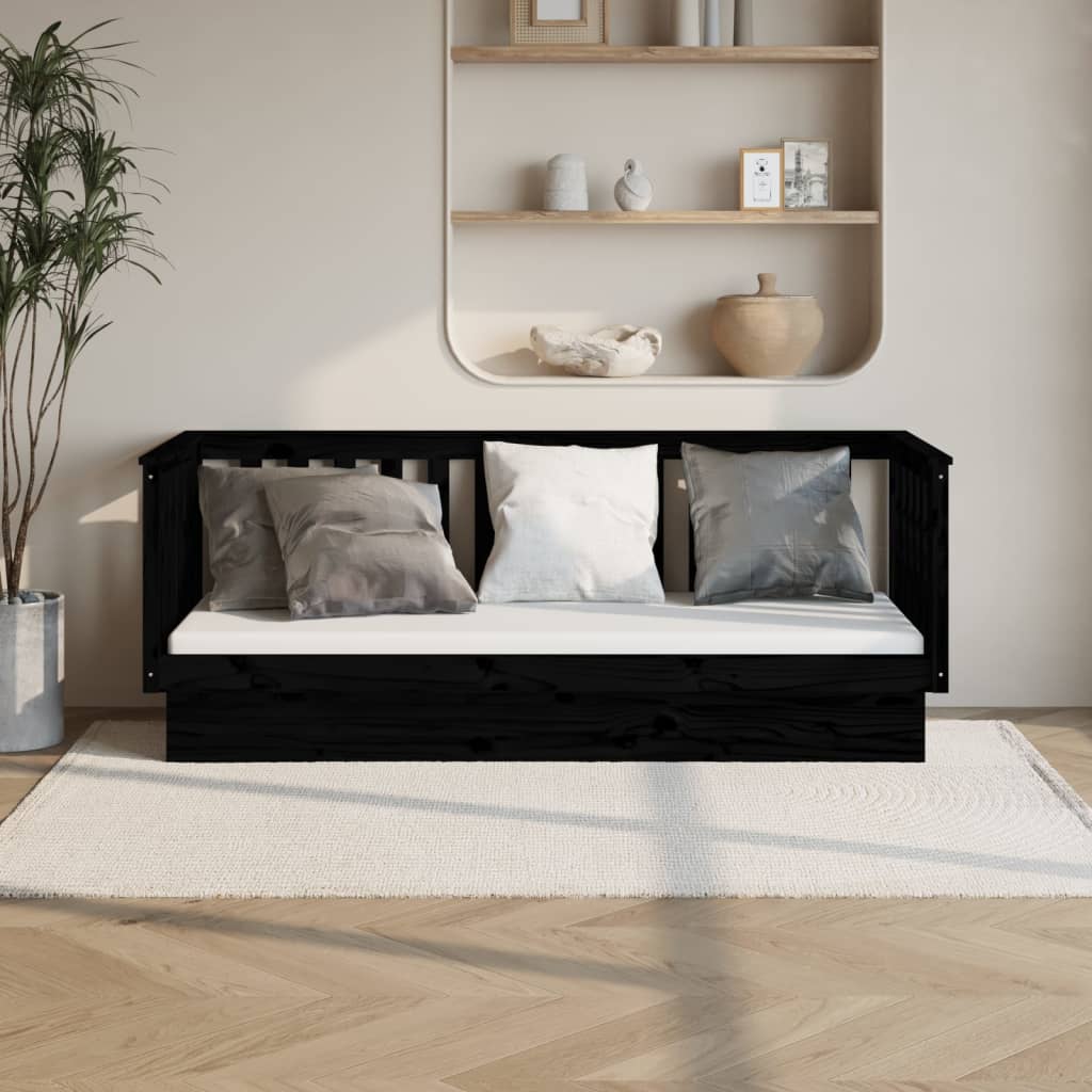 Lit de jour sans matelas noir 75x190 cm bois de pin massif - XIOS