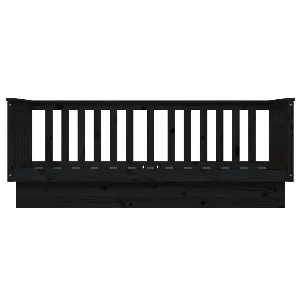 Lit de jour sans matelas noir 90x190 cm bois de pin massif - XIOS
