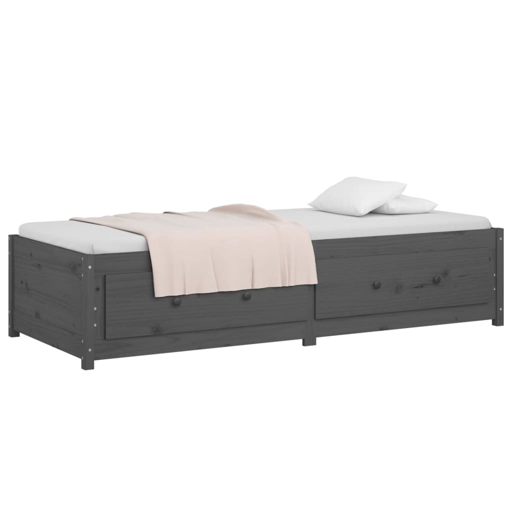 Lit de jour sans matelas gris 90x200 cm bois de pin massif - XIOS