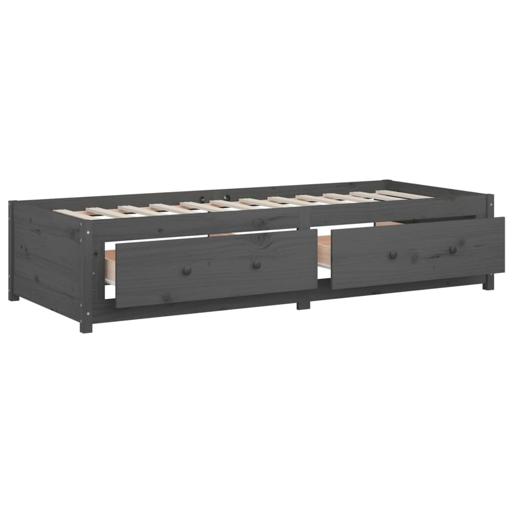 Lit de jour sans matelas gris 90x200 cm bois de pin massif - XIOS