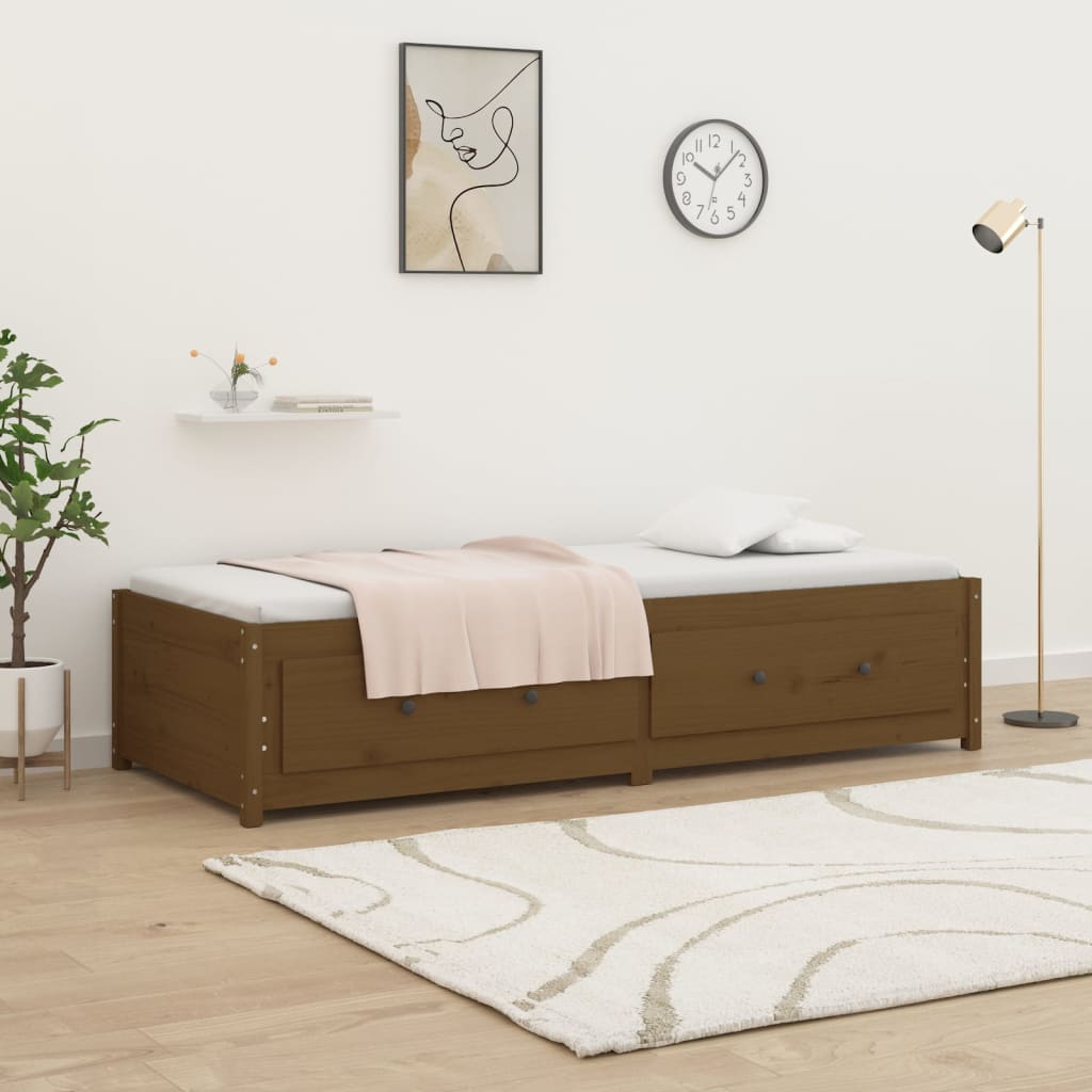 Lit de jour sans matelas marron miel 90x200 cm bois pin massif - XIOS