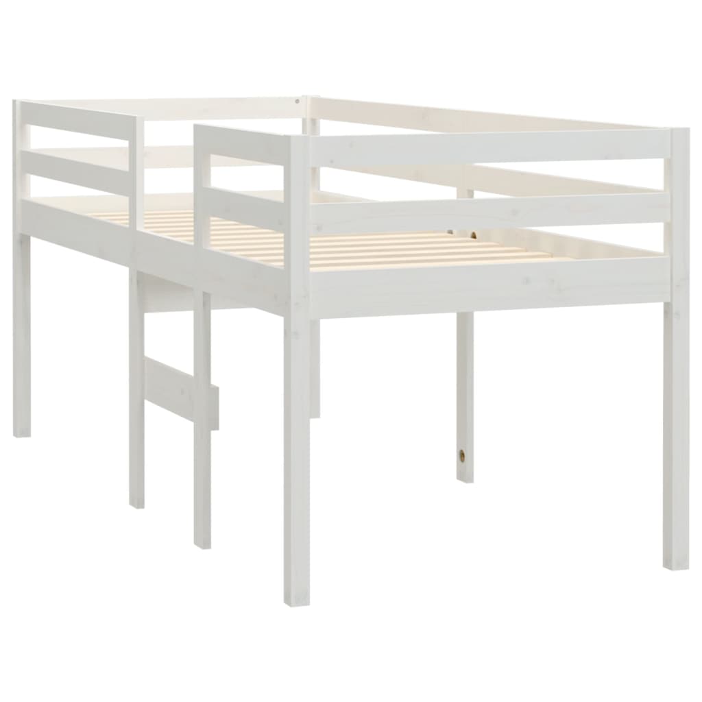 Lit haut sans matelas blanc 90x190 cm bois de pin massif - XIOS