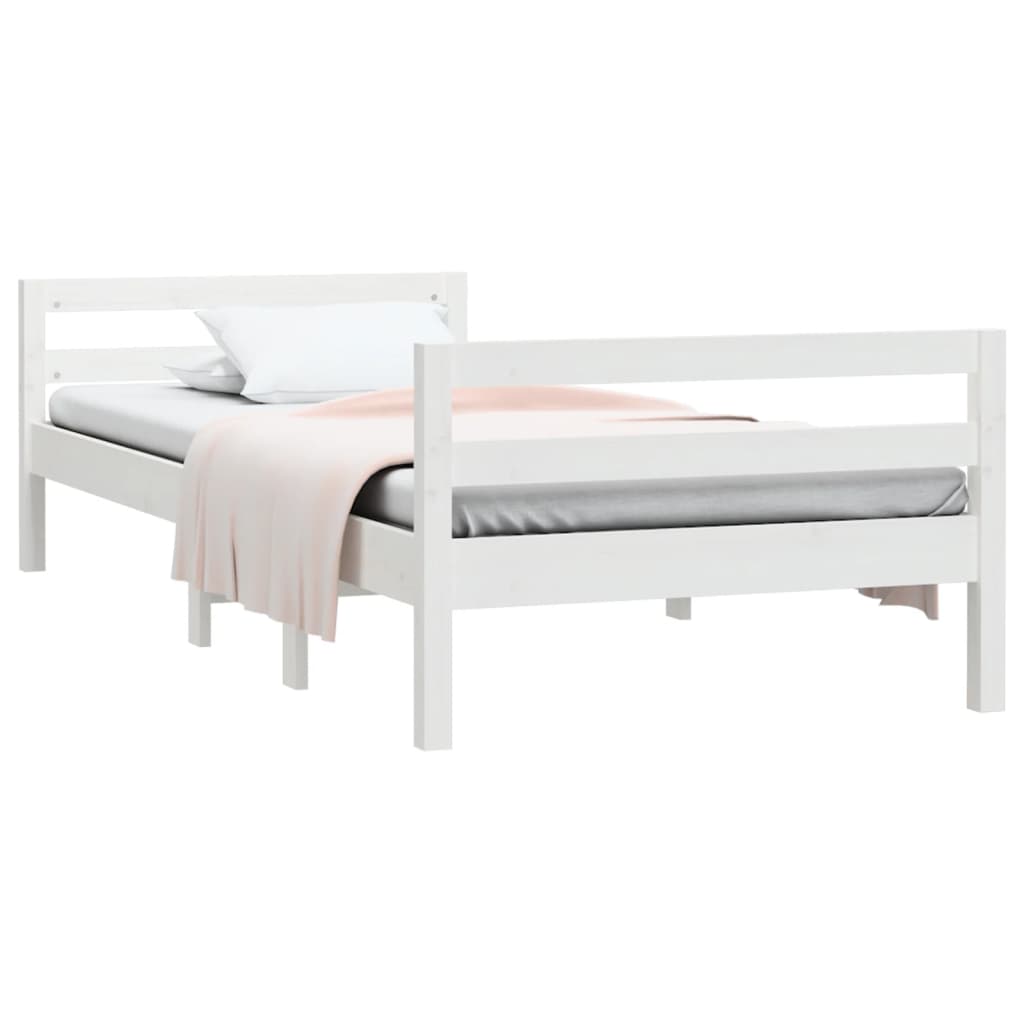 Cadre de lit sans matelas blanc 90x200 cm bois de pin massif - XIOS