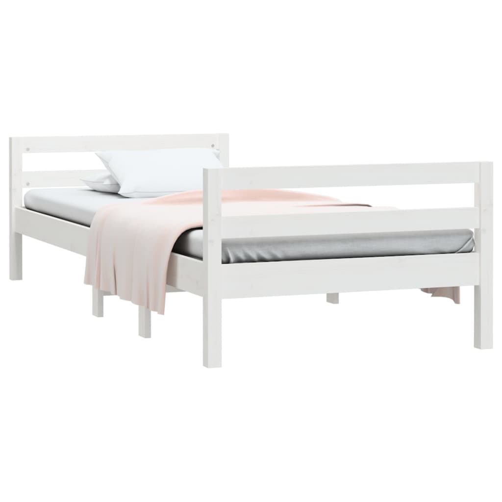 Cadre de lit sans matelas blanc 90x190 cm bois de pin massif - XIOS