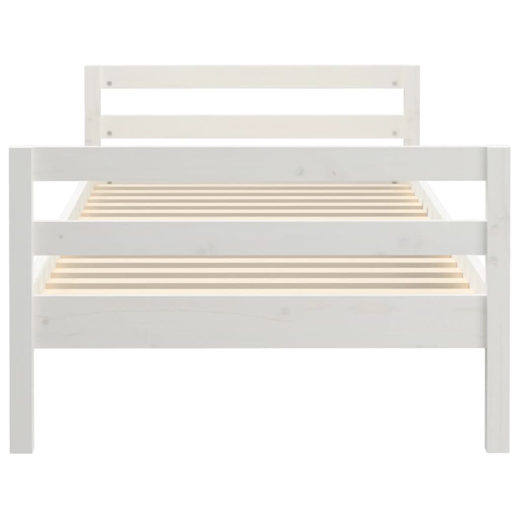 Cadre de lit sans matelas blanc 90x190 cm bois de pin massif - XIOS