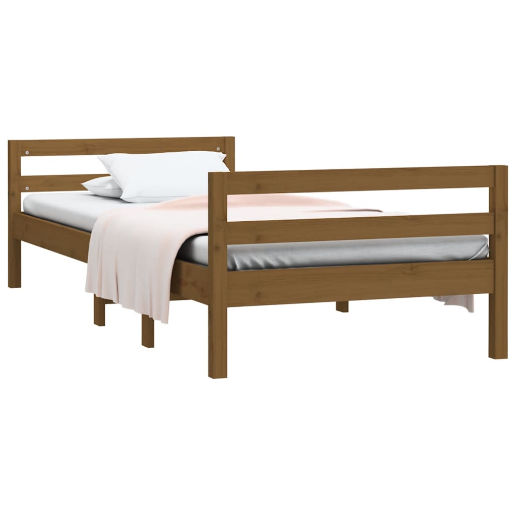 Cadre de lit sans matelas marron miel 75x190 cm bois pin massif - XIOS