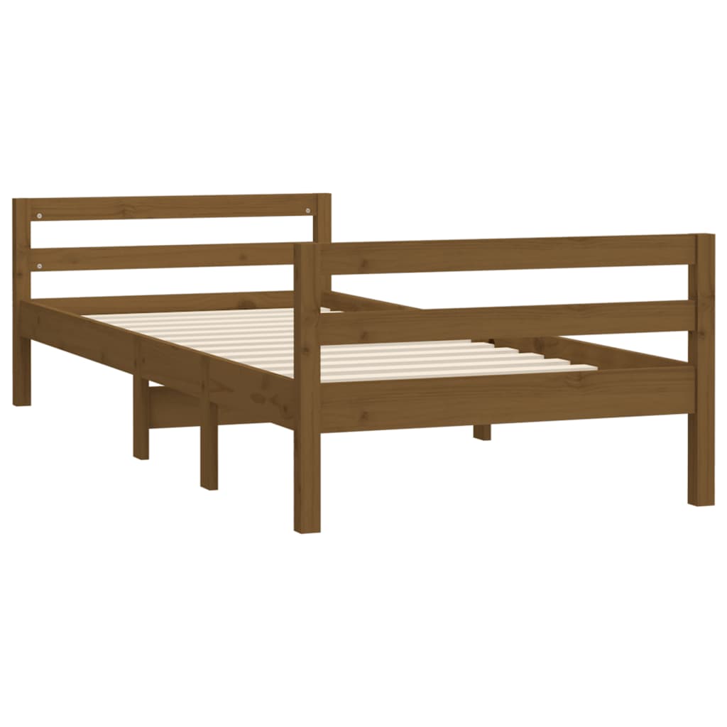 Cadre de lit sans matelas marron miel 75x190 cm bois pin massif - XIOS