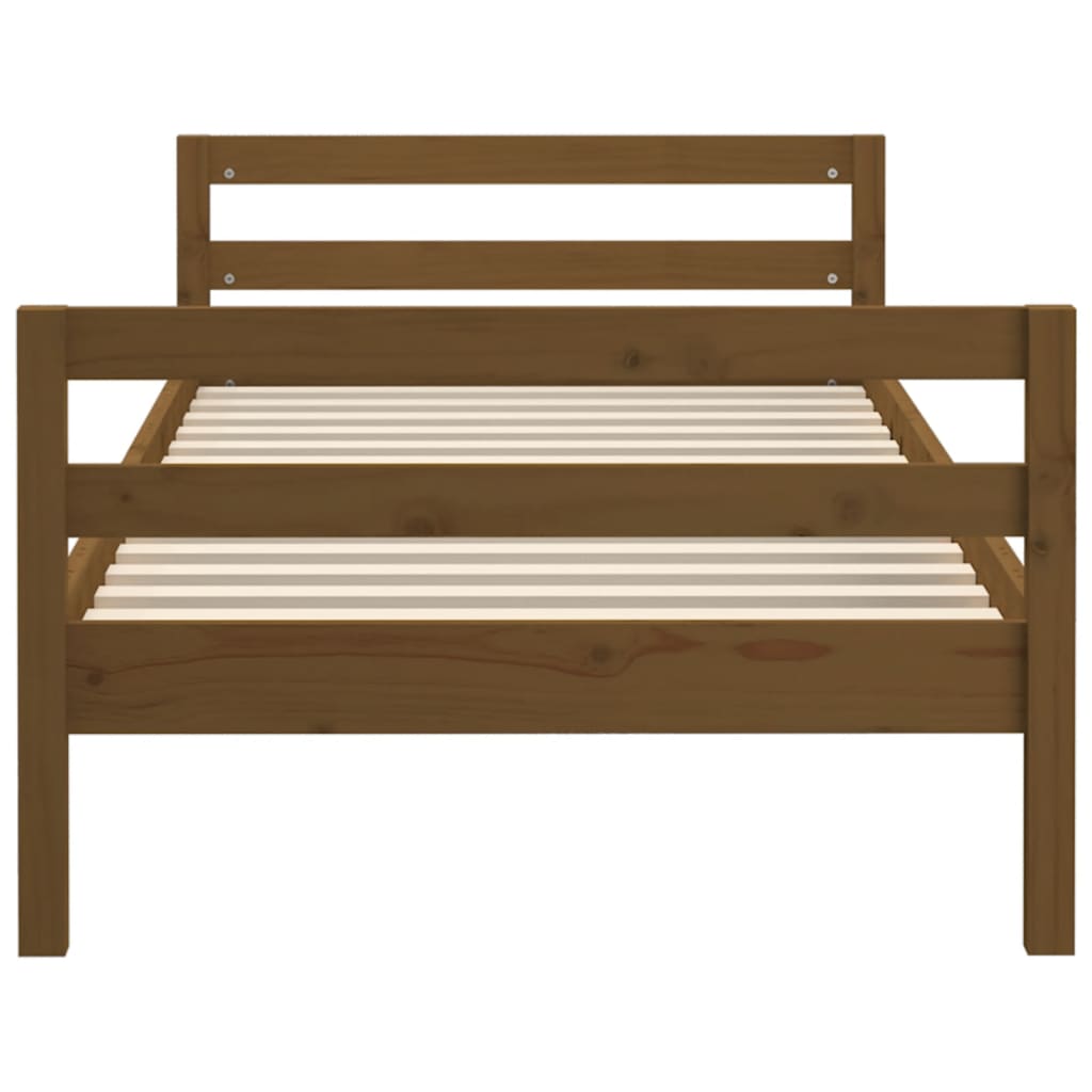 Cadre de lit sans matelas marron miel 75x190 cm bois pin massif - XIOS