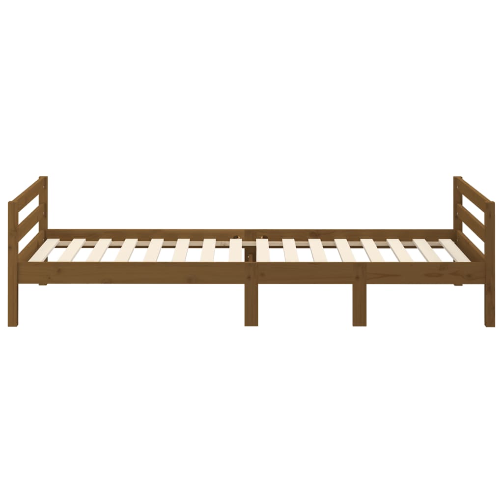 Cadre de lit sans matelas marron miel 75x190 cm bois pin massif - XIOS