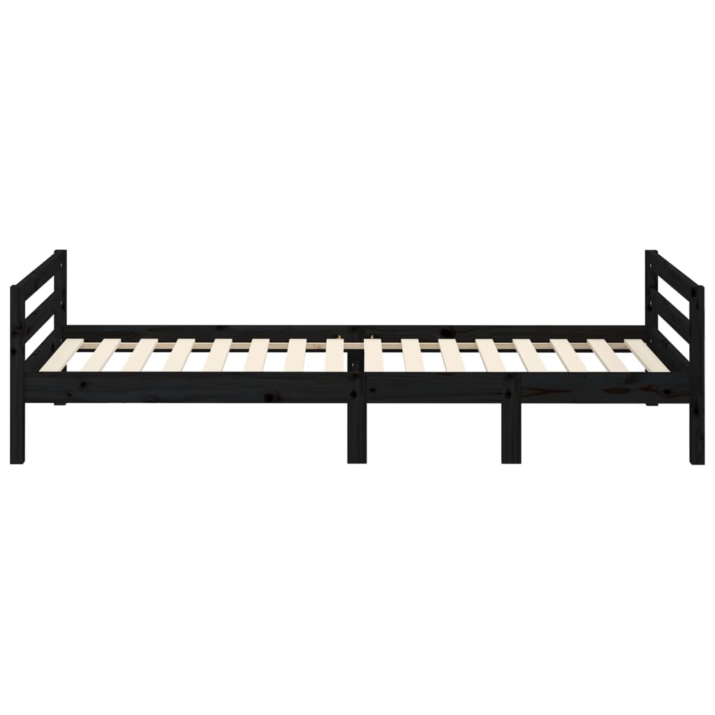Cadre de lit sans matelas noir 75x190 cm bois de pin massif - XIOS